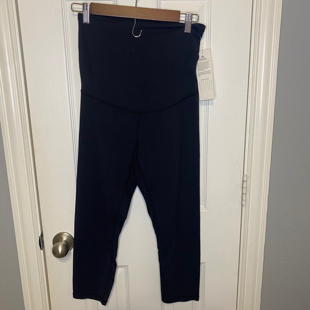 Sunzel NEW Leggings Yoga Pants Womens Small Black High Waisted Cropped Maternity